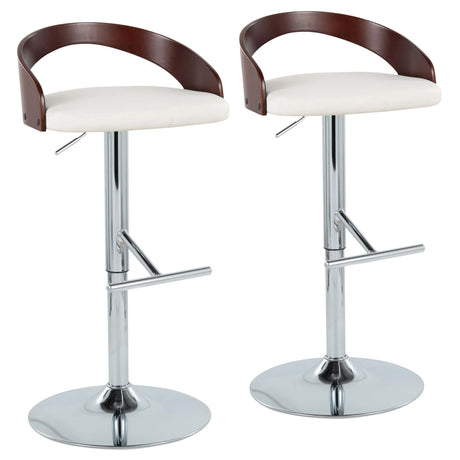 Grotto - Contemporary Adjustable Height Barstool With Swivel With Straight T Footrest (Set of 2) - Furniture Home Direct