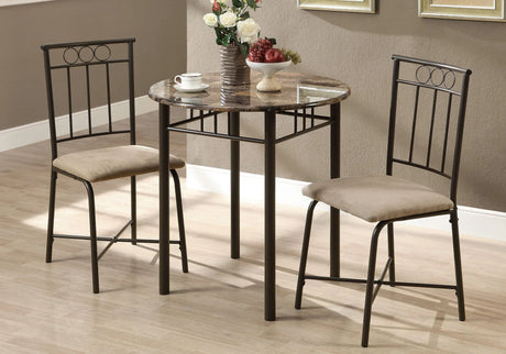 3 Pieces Dining Table Set, Small, Round, Contemporary & Modern - Furniture Home Direct