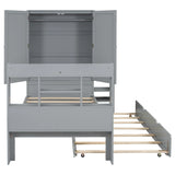 Twin Platform Bed With Storage Headboard Shelves Gray - Furniture Home Direct