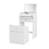 Vanity Desk With Mirror Small Compact Modern Style White - Furniture Home Direct