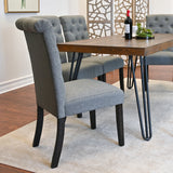 Dining Set Wood Table With Hairpin Legs Six Chairs Gray - Furniture Home Direct