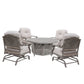5 Piece Cast Aluminum Chat Fire Pit Set With Cushion - Furniture Home Direct