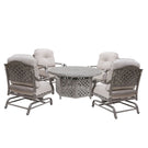 5 Piece Cast Aluminum Chat Fire Pit Set With Cushion - Furniture Home Direct