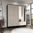 Armoire With Full Length Mirror Doors And Drawers Beige - Furniture Home Direct