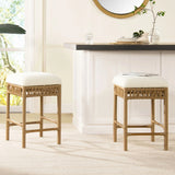 Lucia - Backless Upholstered Counter Stool With Frame - Ivory White - Furniture Home Direct
