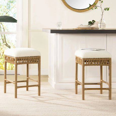 Lucia - Backless Upholstered Counter Stool With Frame - Ivory White - Furniture Home Direct