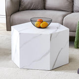 Coffee Table Marble-Effect Cube Geometric Design White - Furniture Home Direct