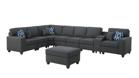 Hannah - Sectional Sofa With Ottoman - Dark Gray - Furniture Home Direct