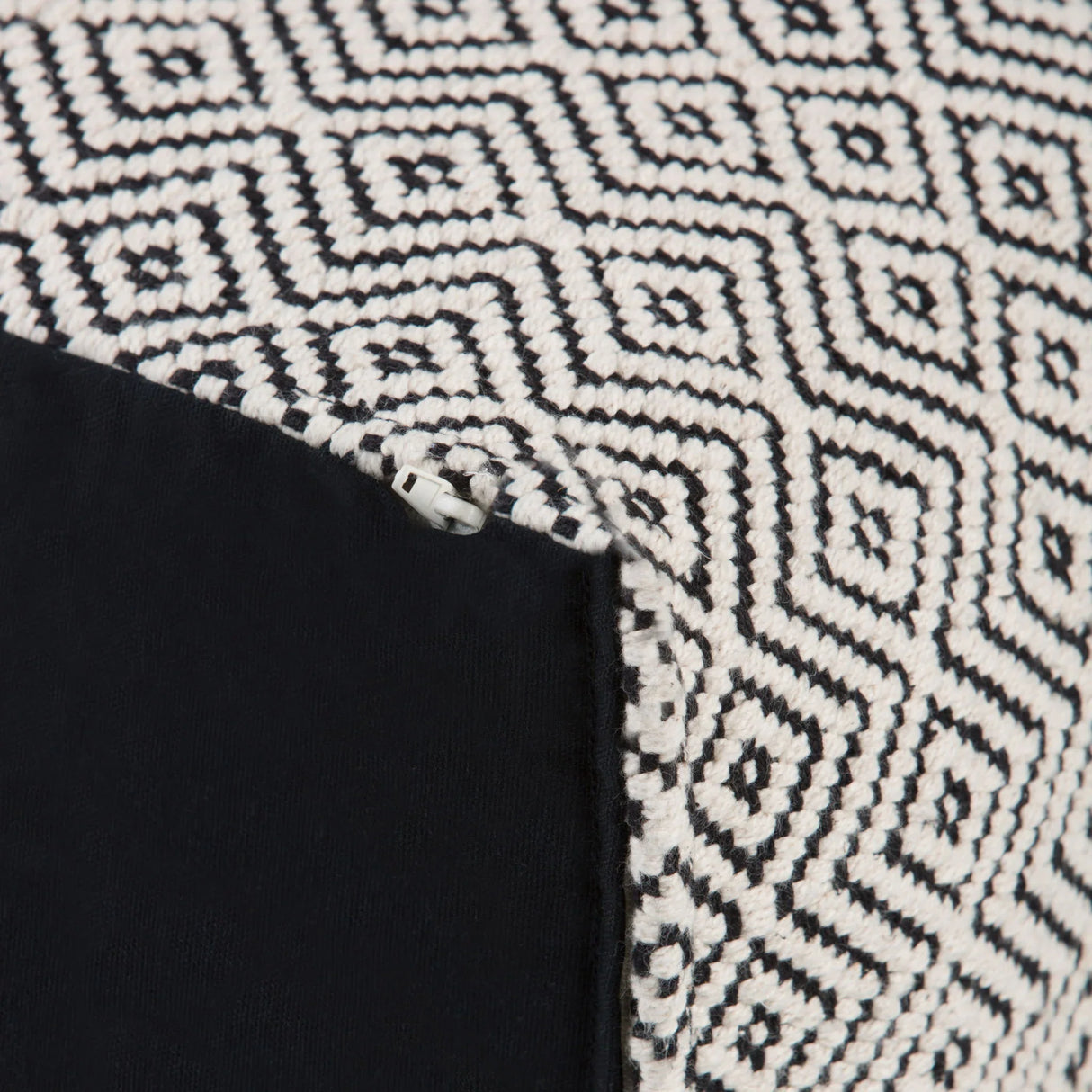 Brynn - Square Pouf - Patterned Black / Natural - Furniture Home Direct