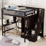Loft Bed With Bookshelf, Drawers, Desk, And Wardrobe - Furniture Home Direct