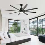 Ceiling Fan With 18W Dimmable Led Light Remote Control 8 Solid Wood Blades For Living Room - Black - Furniture Home Direct