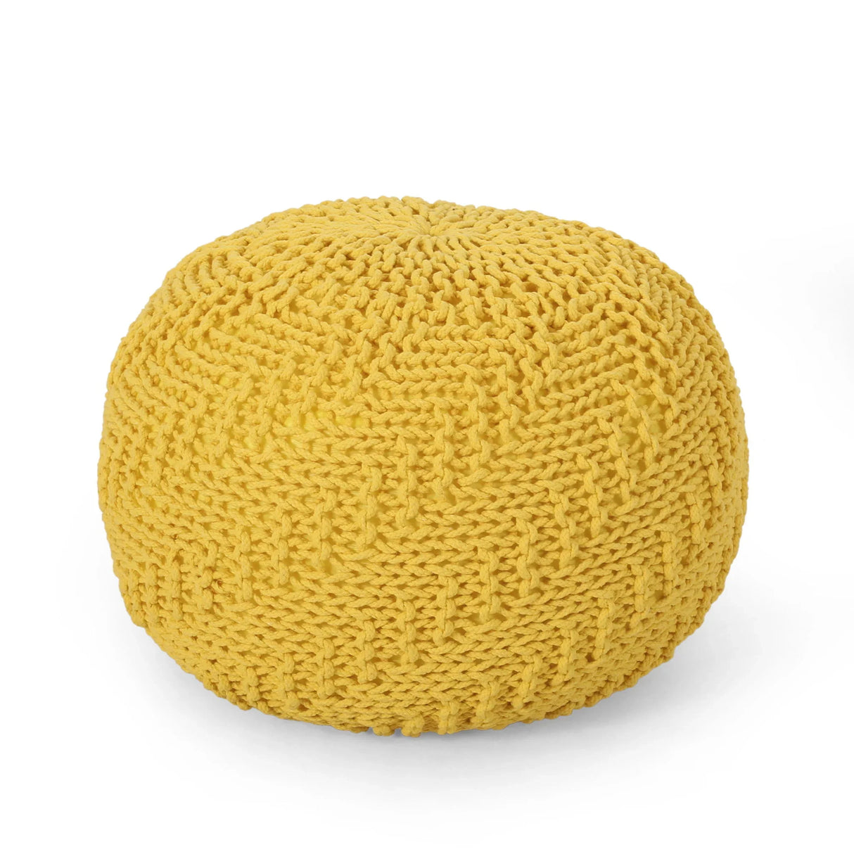 Bordeaux - Knitted Cotton Round Pouf Ottoman - Furniture Home Direct