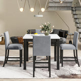 5-Piece Counter Height Dining Table Set With One Faux Marble Top Dining Table And Four Velvet Upholstered Chairs - Furniture Home Direct