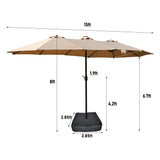 Double- Sided Outdoor Market Umbrella With Lights And Base - Furniture Home Direct