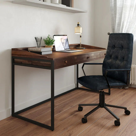 Foley - Swivel Office Chair - Distressed Blue - Furniture Home Direct