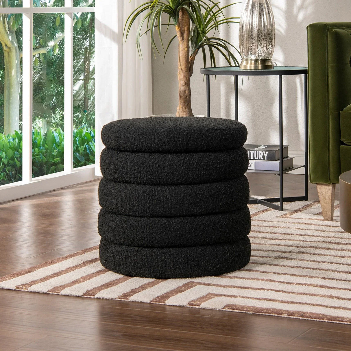 Fuji - Oversized Round Storage Ottoman - Furniture Home Direct