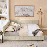 Mid-Century Storage Upholstered Tufted Bed Frame With Backrest And Armrests - Furniture Home Direct