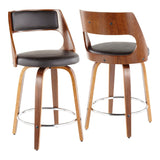 Cecina - Mid-Century Modern Fixed Height Counter Stool With Swivel And Round Footrest (Set of 2) - Furniture Home Direct