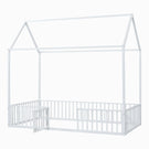 Metal House Bed With Fence And Door - Furniture Home Direct