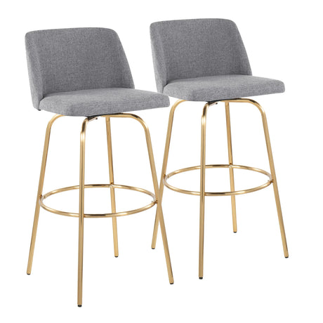 Toriano - Contemporary Fixed Height Barstool With Swivel And Round Footrest (Set of 2) - Furniture Home Direct