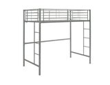 Modern Industrial Twin Over Loft Metal Bunk Bed Frame With Integrated Guardrails - Silver - Furniture Home Direct
