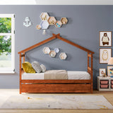 Wooden House Bed With Twin Size Trundle - Furniture Home Direct