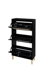 Rattan 3 Door Shoe Rack, Freestanding Modern Shoe Storage Cabinet, for Entryway - Furniture Home Direct