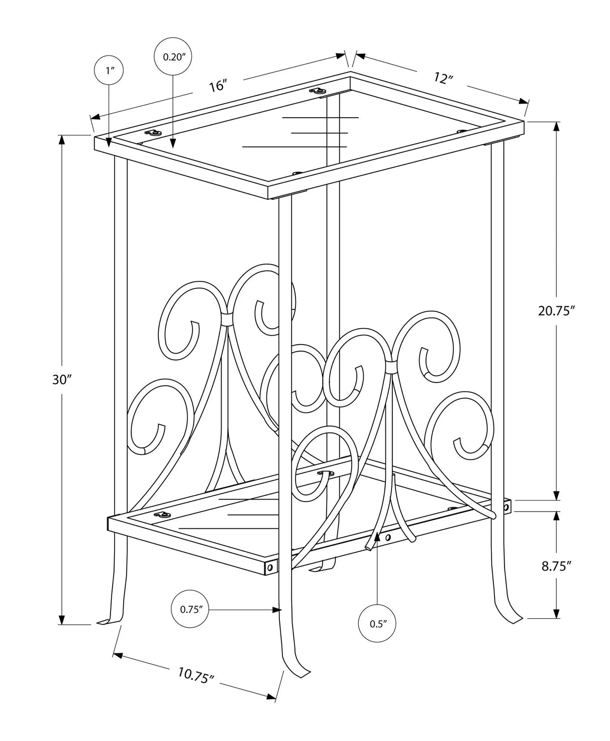 Accent Table, Side Tempered Glass, Transitional - Silver - Furniture Home Direct