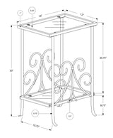 Accent Table, Side Tempered Glass, Transitional - Silver - Furniture Home Direct