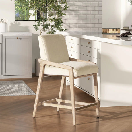 Arizona - Solid Ash Upholstered Counter Stool With Rope Detail - Creme De La Creme White - Furniture Home Direct