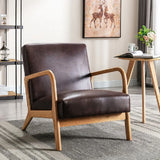 Classic Mid-Century Modern Accent Chairs, Open Framed Armchair With Cushioning Brown - Dark Brown - Furniture Home Direct
