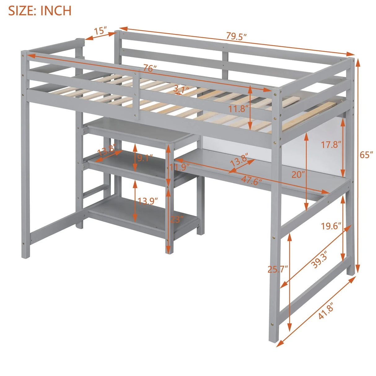 Loft Bed With Shelves, Desk And Writing Board - Furniture Home Direct