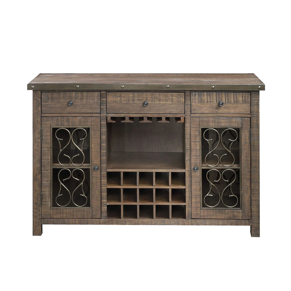 Raphaela - Server With Cup Holder & Wine Rack - Cherry - Furniture Home Direct