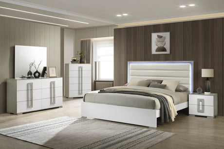 Bedroom Set Contemporary Full Bed Dresser Nightstand White - Furniture Home Direct