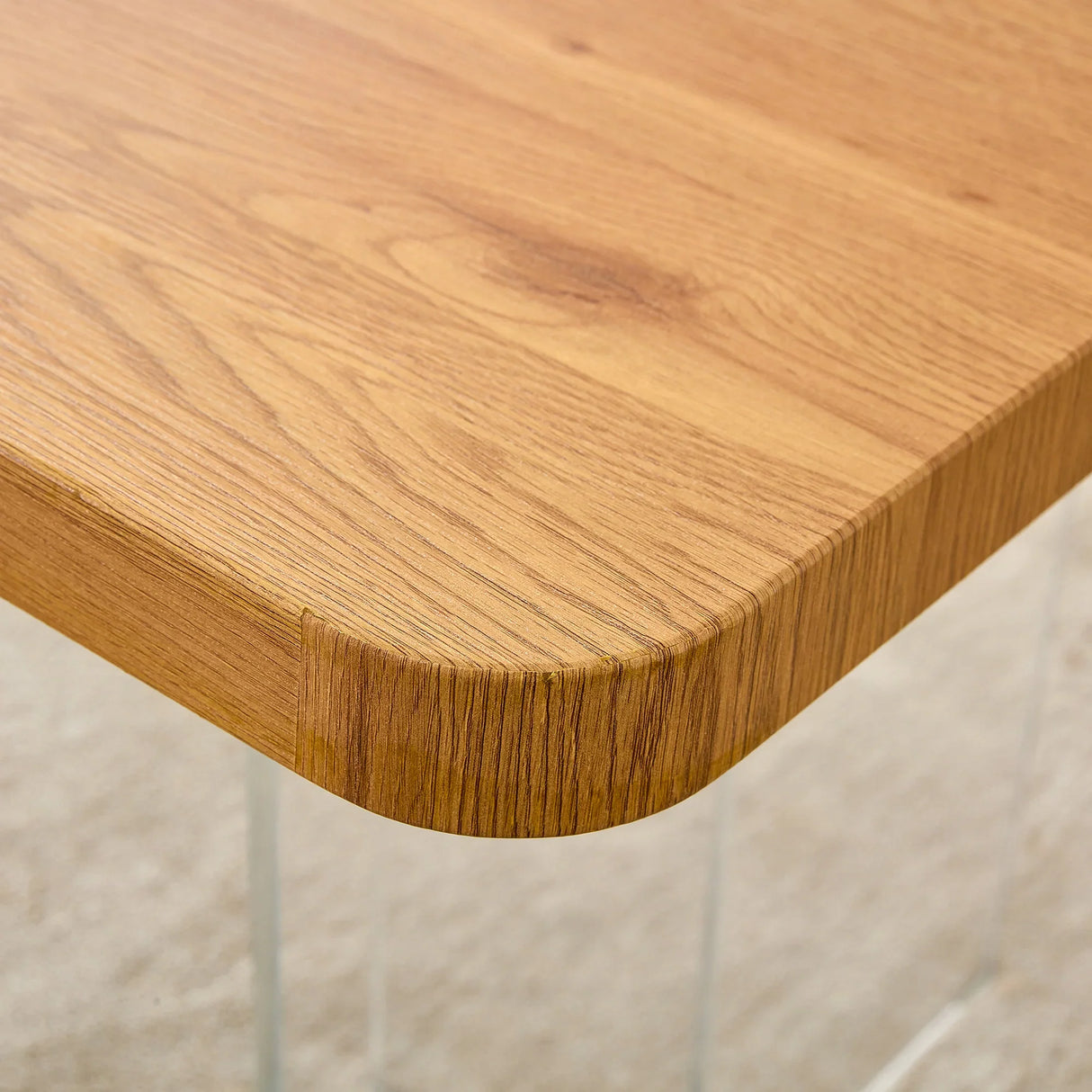 Dining Table With Wooden Top And Clear Acrylic Legs Natural - Furniture Home Direct