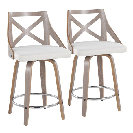 Charlotte - Farmhouse Fixed Height Counter Stool & Swivel With Round Footrest (Set of 2) - Furniture Home Direct