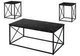 Table Set, Coffee, End, Side, Accent, Living Room, Marble Look Laminate, Contemporary & Modern (Set of 3) - Furniture Home Direct