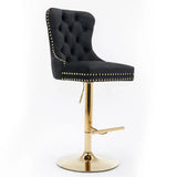 Bar Stools Velvet Upholstered Swivel With Backs Black - Furniture Home Direct