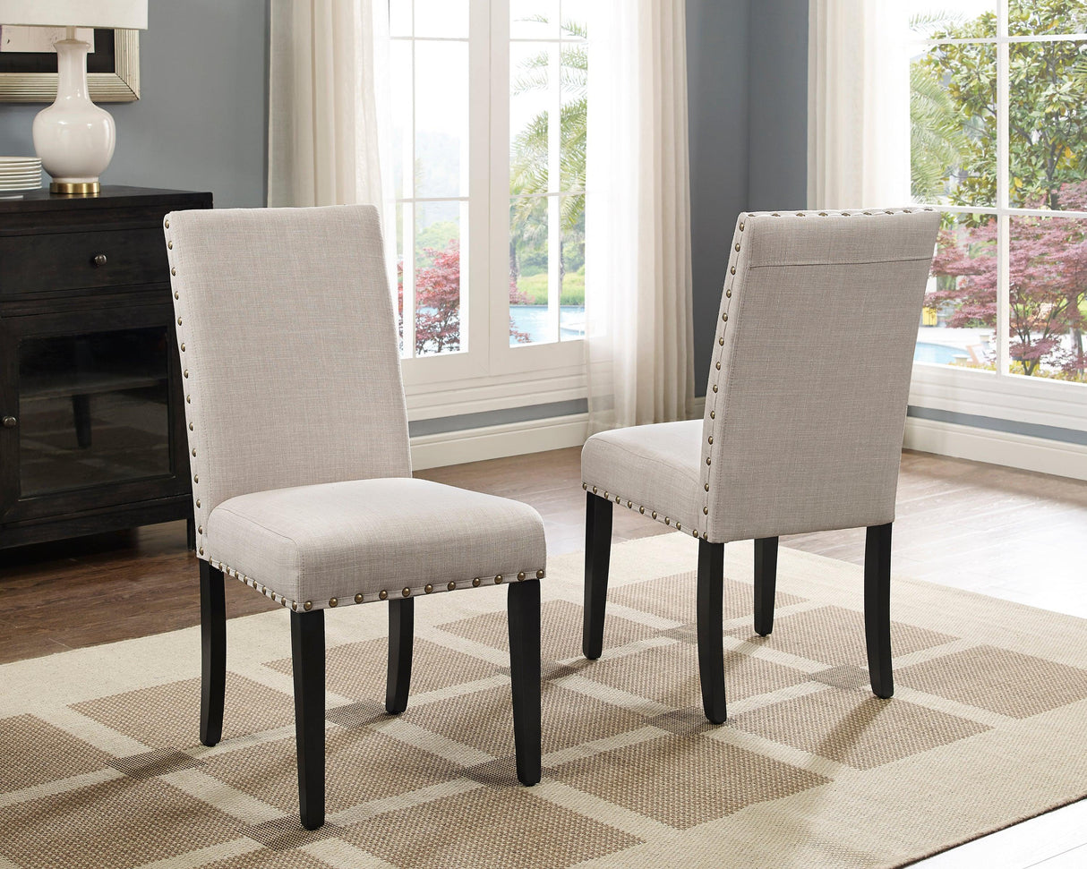 Dining Set Wood Table With Hairpin Legs Six Chairs Beige - Furniture Home Direct