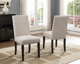 Dining Set Wood Table With Hairpin Legs Six Chairs Beige - Furniture Home Direct