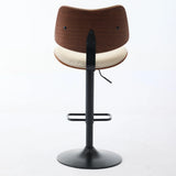 Counter Height Stool Adjustable PU Leather Swivel Beige - Furniture Home Direct