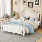 Pine Wooden Bed With Upholstered Headboard And Panel Footboard, With Two Bed Rail Support Feet And Central Platform Support Feet - Furniture Home Direct