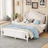 Pine Wooden Bed With Upholstered Headboard And Panel Footboard, With Two Bed Rail Support Feet And Central Platform Support Feet - Furniture Home Direct