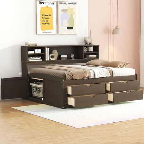 Daybed With 2 Bedside Cabinets, Upper Shelves And 4 Drawers - Furniture Home Direct