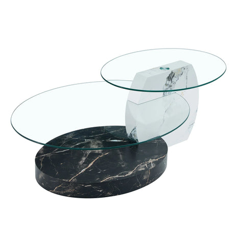 Contemporary Artistic Double Layer Coffee Table,Tempered Glass Top - Furniture Home Direct