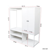 Wardrobe Closet System With Shelves And Hanging Rod White - Furniture Home Direct