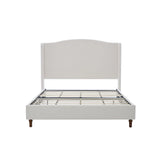 Hannah - Upholstered Wingback Bed Size / Tall Headboard Upholstered King Bed / Premium Textured Canvas Chenille Look / Minimalist Designs / No Box Spring Needed - Furniture Home Direct