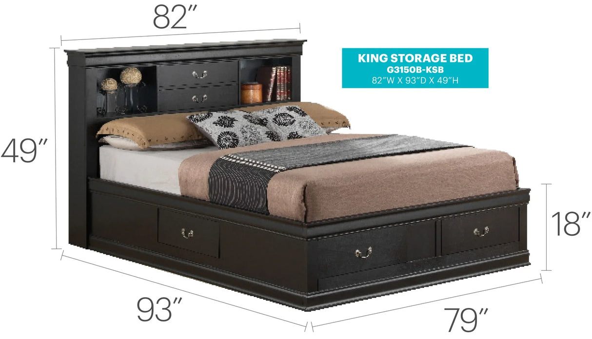 Louis Phillipe - Bookcase Storage Bed - Furniture Home Direct