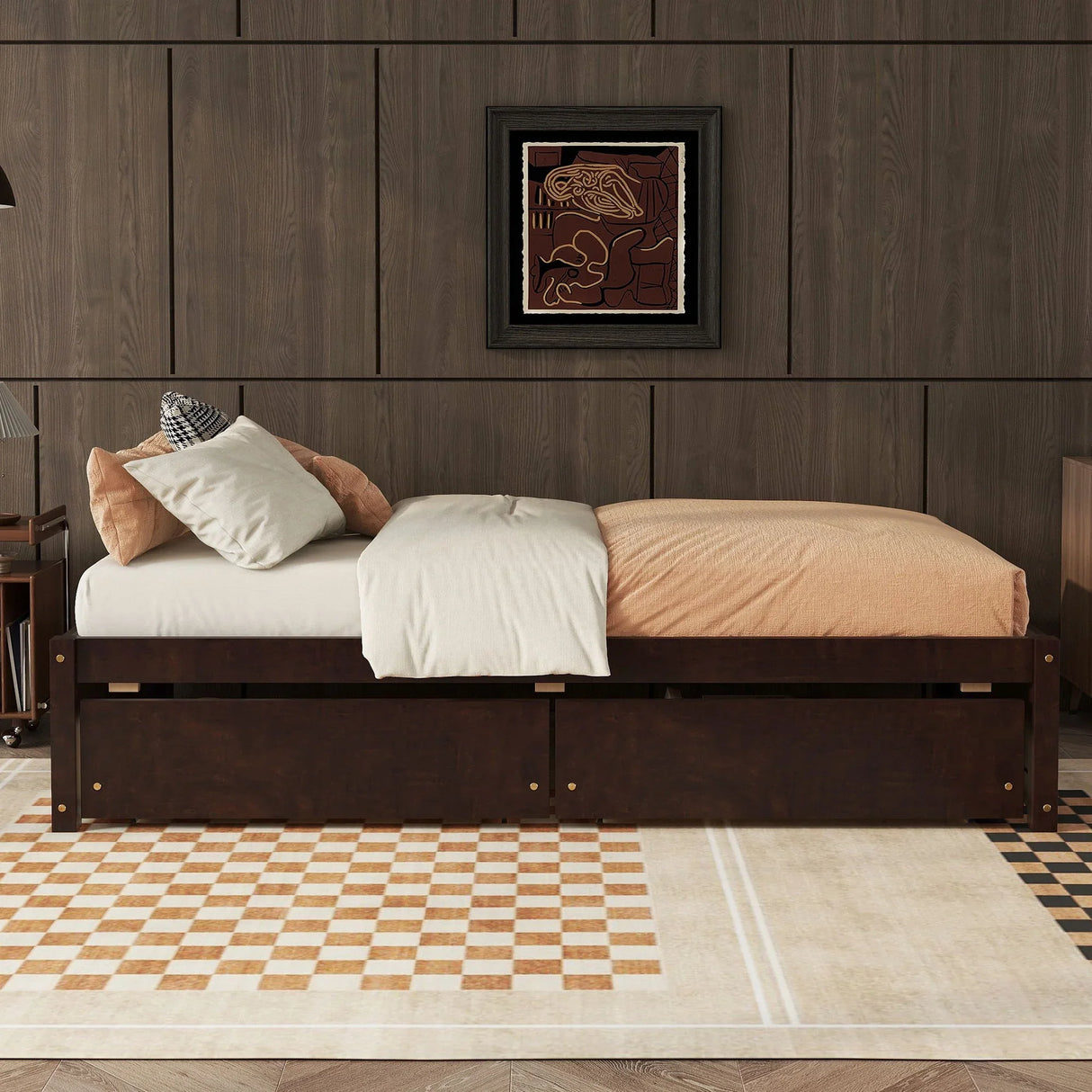 Twin Bed With 2 Drawers, Solid Wood, No Box Spring Needed - Furniture Home Direct