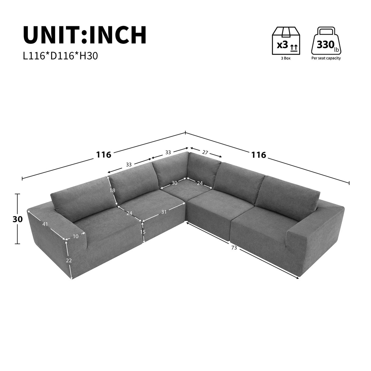 Modular L Shaped Sectional Sofa, Luxury Floor Couch Set, Upholstered Indoor Furniture, Foam - Filled Sleeper Sofa Bed For Living Room, Bedroom, 5 Pieces Free Combination - Furniture Home Direct